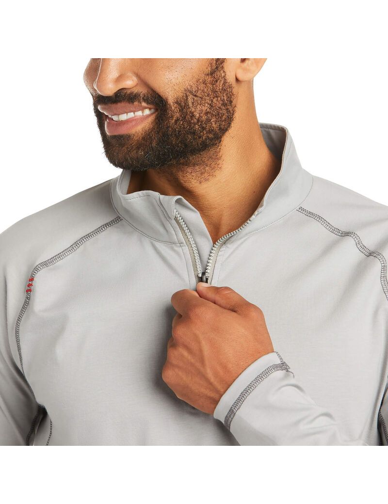 Chemises Ariat FR Combat Stretch Patriot 1/4 Zip Travail Argent | MMN-7929818