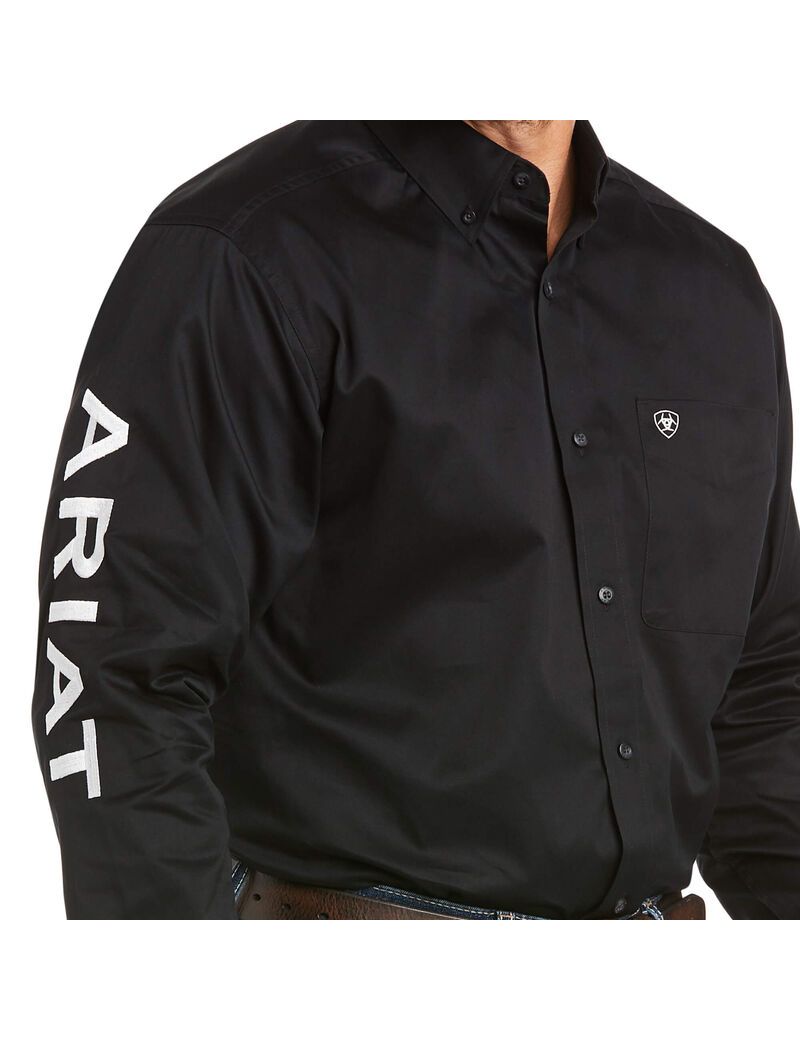 Chemises De Costume Ariat Team Logo Twill Classiche Fit Noir Blanche | HNN-7050803