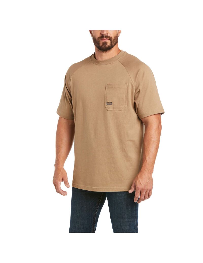 Vêtements De Travail Ariat Rebar Coton Strong T Shirts Kaki | SFU-1404911