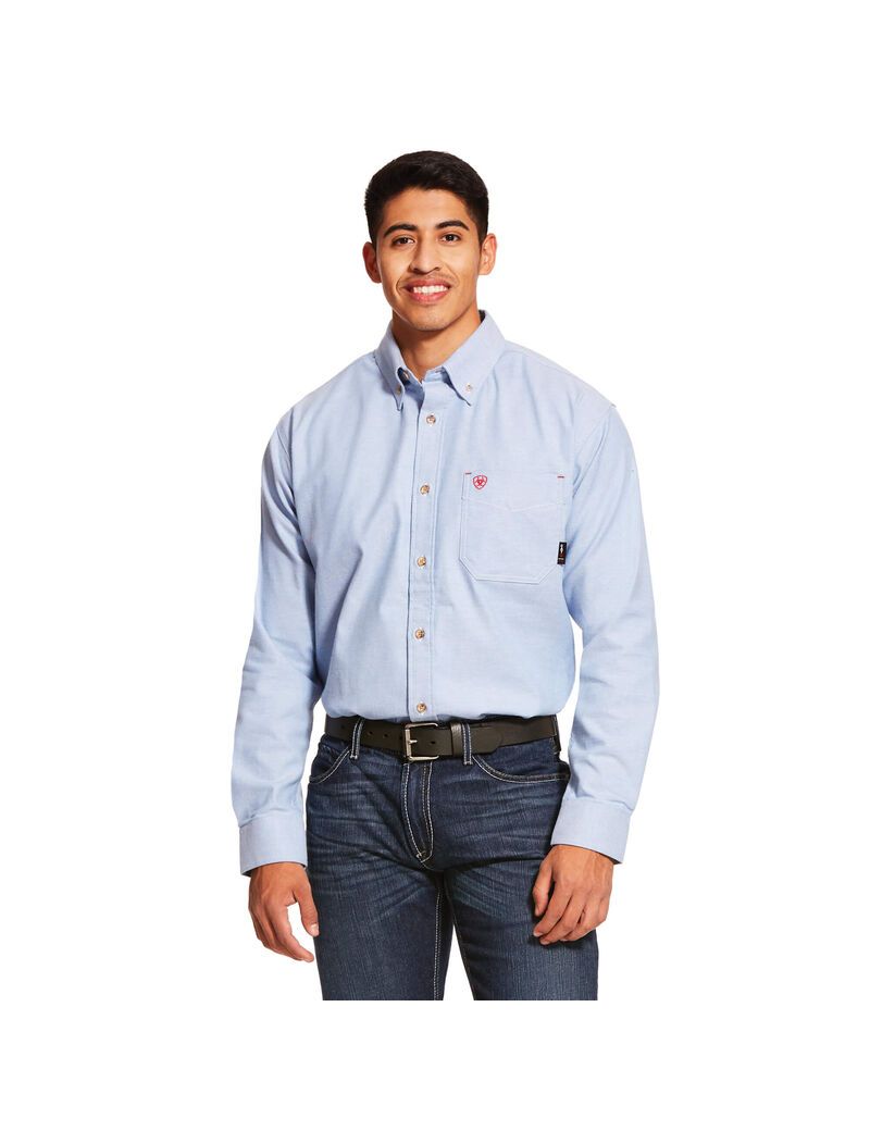 Chemises De Costume Ariat FR Solid Twill DuraStretch Travail Bleu | EJU-9692087