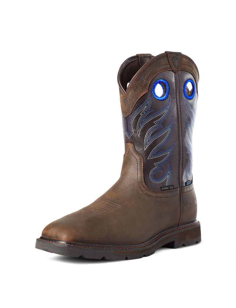 Bottes Imperméables Ariat Groundwork Steel Embout Travail Marron Foncé | AFY-0293365