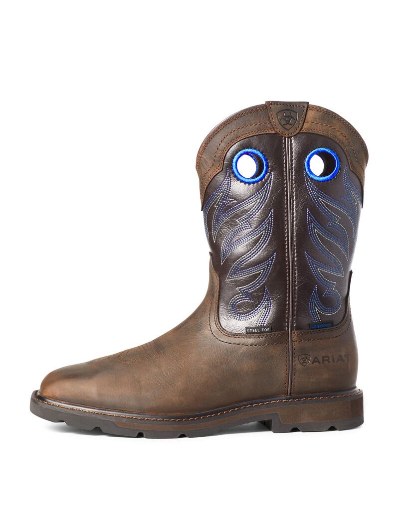 Bottes Imperméables Ariat Groundwork Steel Embout Travail Marron Foncé | AFY-0293365