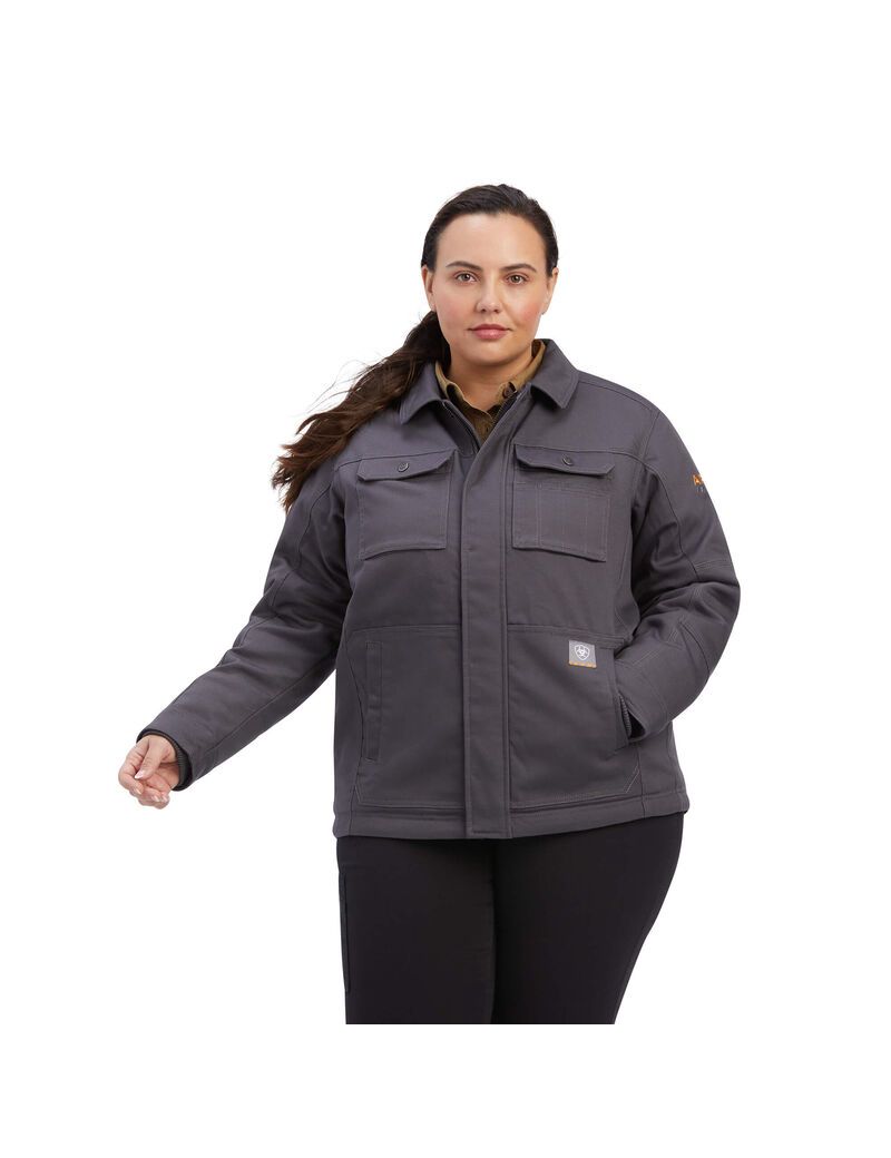 Vêtements De Travail Ariat Rebar DuraCanvas Sherpa-Doublée Coats Grise | URH-8804319