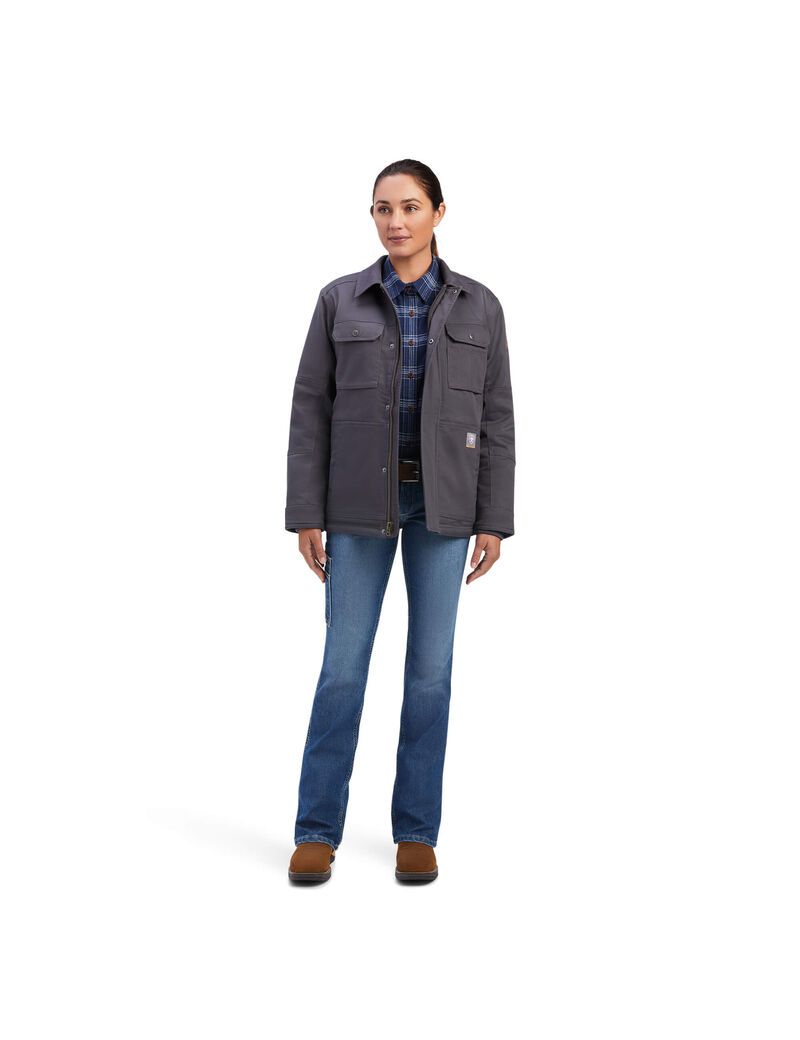 Vêtements De Travail Ariat Rebar DuraCanvas Sherpa-Doublée Coats Grise | URH-8804319