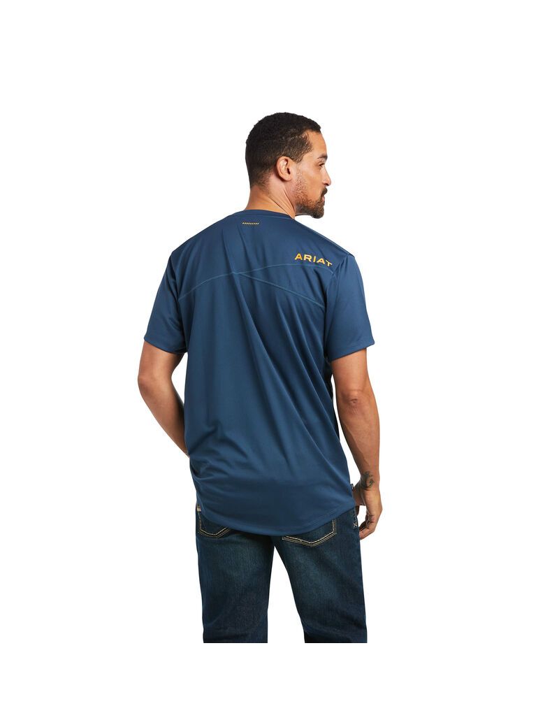 Vêtements De Travail Ariat Rebar Polartec Elite All Season T Shirts Bleu Vert Foncé | INY-0325705