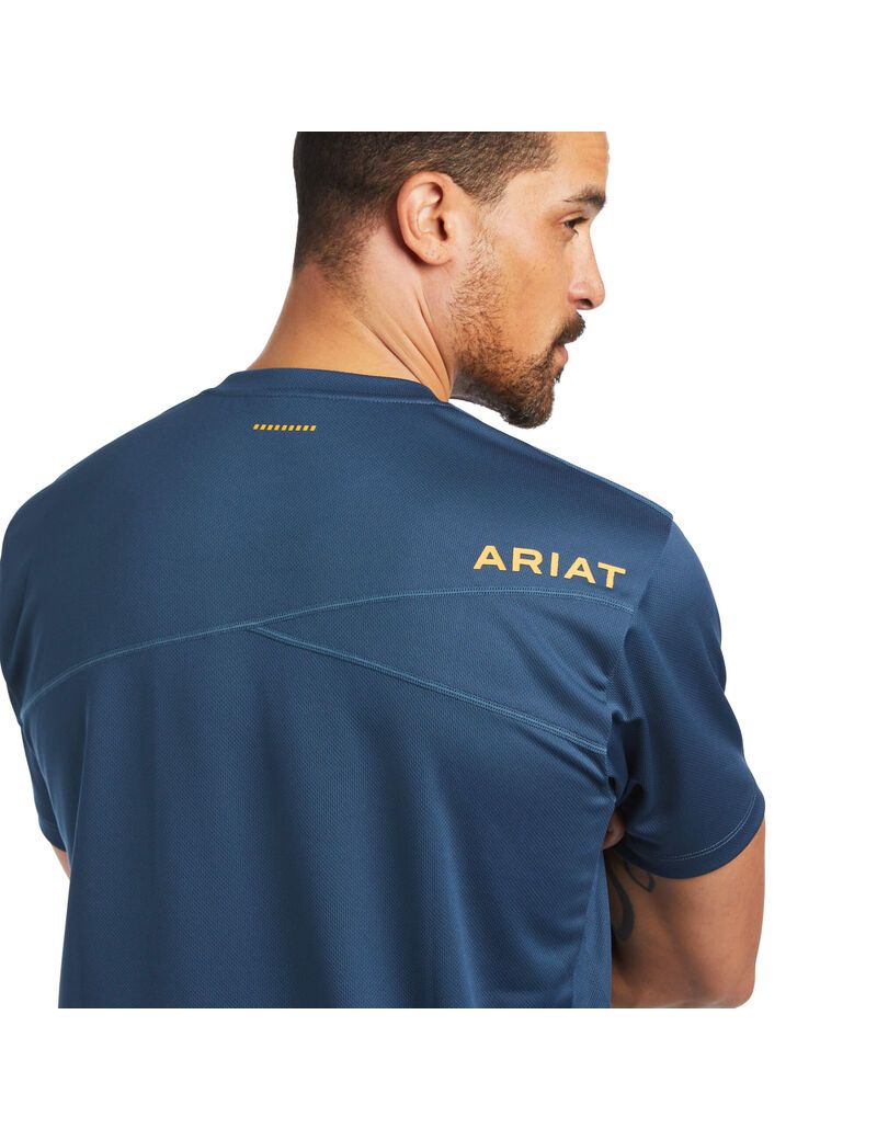 Vêtements De Travail Ariat Rebar Polartec Elite All Season T Shirts Bleu Vert Foncé | INY-0325705