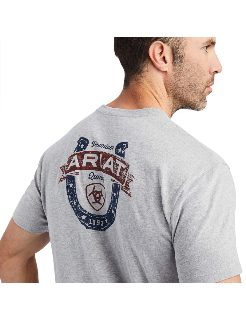 T Shirts Ariat Lucky Horseshoe Grise | FDU-5515480