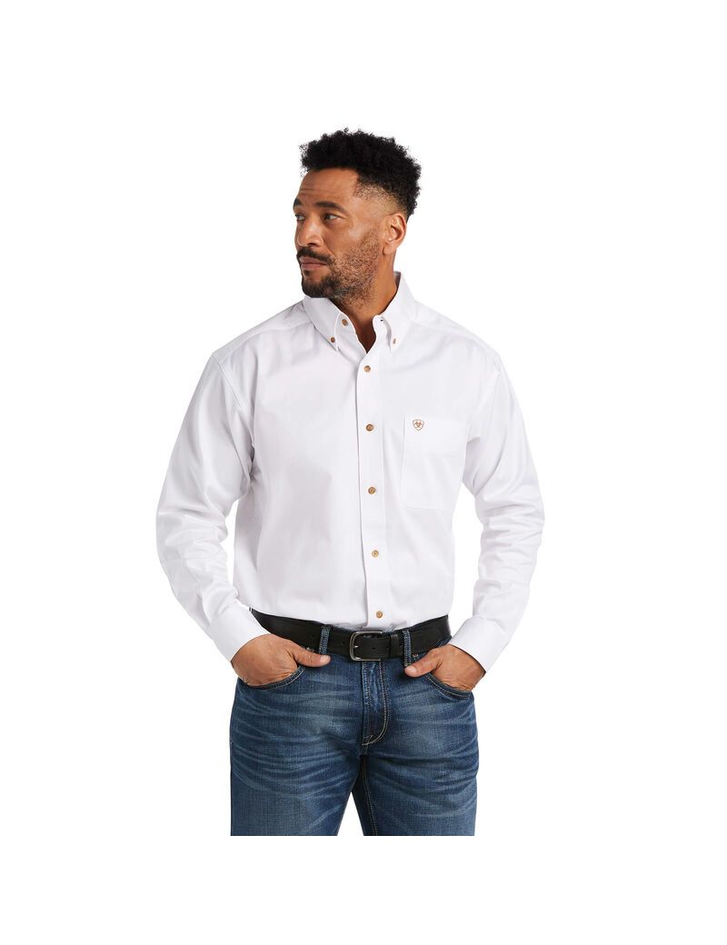 Chemises De Costume Ariat Solid Twill Classiche Fit Blanche | ZHX-7381805