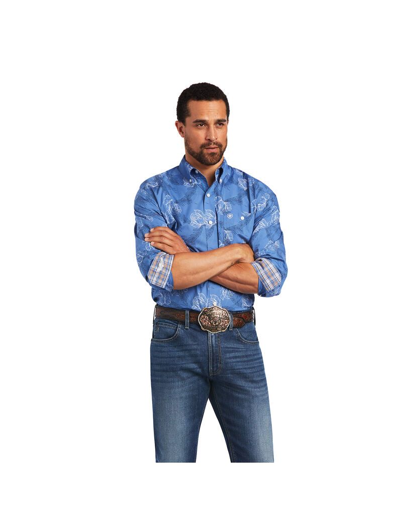 Chemises De Costume Ariat Relentless Headway Stretch Classiche Fit Bleu | BVC-2598414