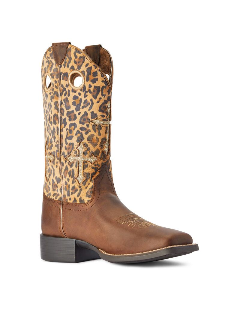 Bottes Western Ariat Round Up Crossroads Marron | REO-6080212