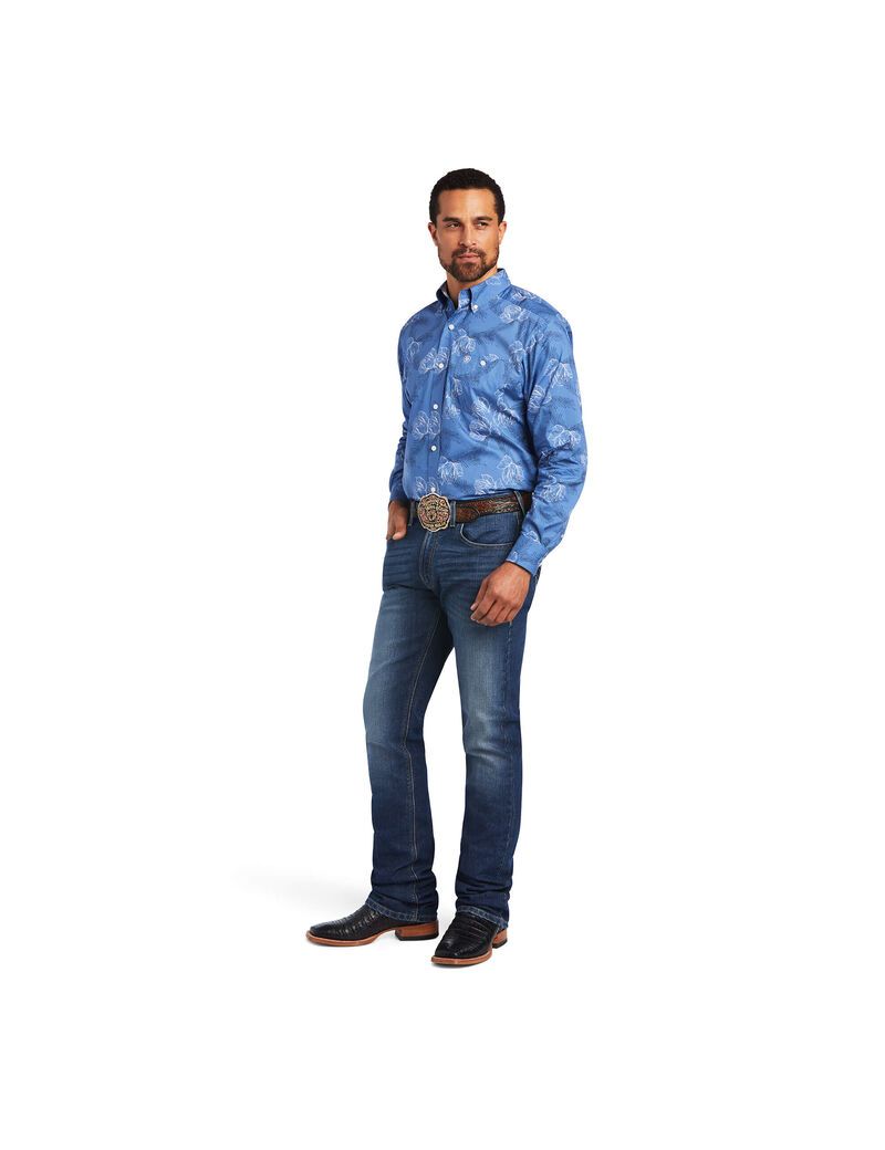 Chemises De Costume Ariat Relentless Headway Stretch Classiche Fit Bleu | BVC-2598414