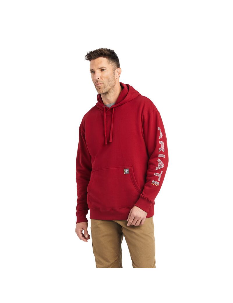 Sweat à Capuche Ariat Rebar Roughneck Pullover Rouge | ZZR-7616811