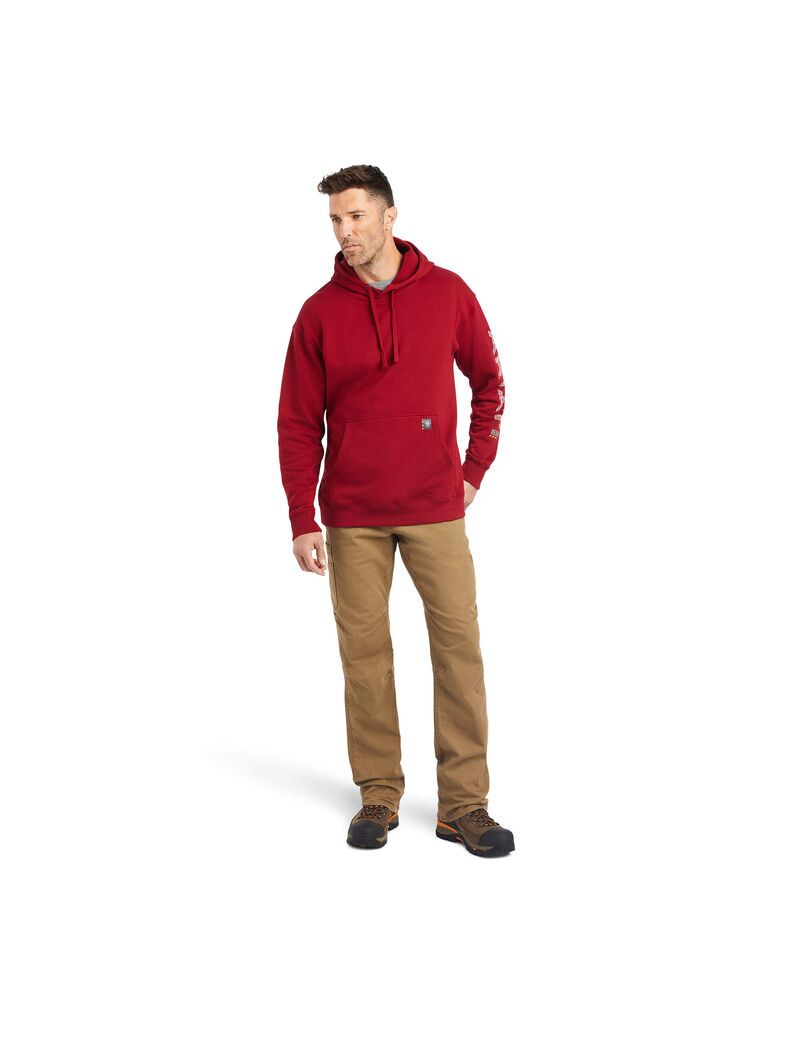 Sweat à Capuche Ariat Rebar Roughneck Pullover Rouge | ZZR-7616811