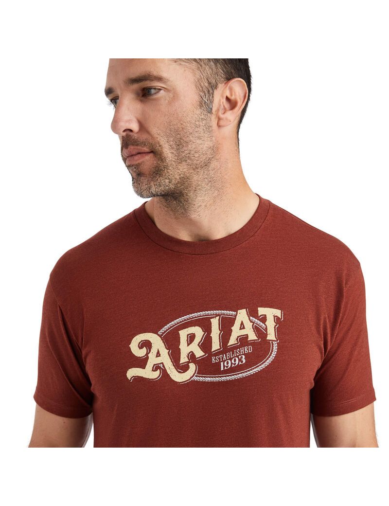 T Shirts Ariat Rope Oval Rouge | HMF-3657515