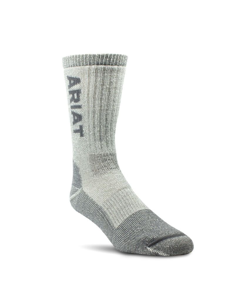 Chaussettes Ariat Midweight Merino Laine Blend Steel Embout Travail Grise | PKR-3011004