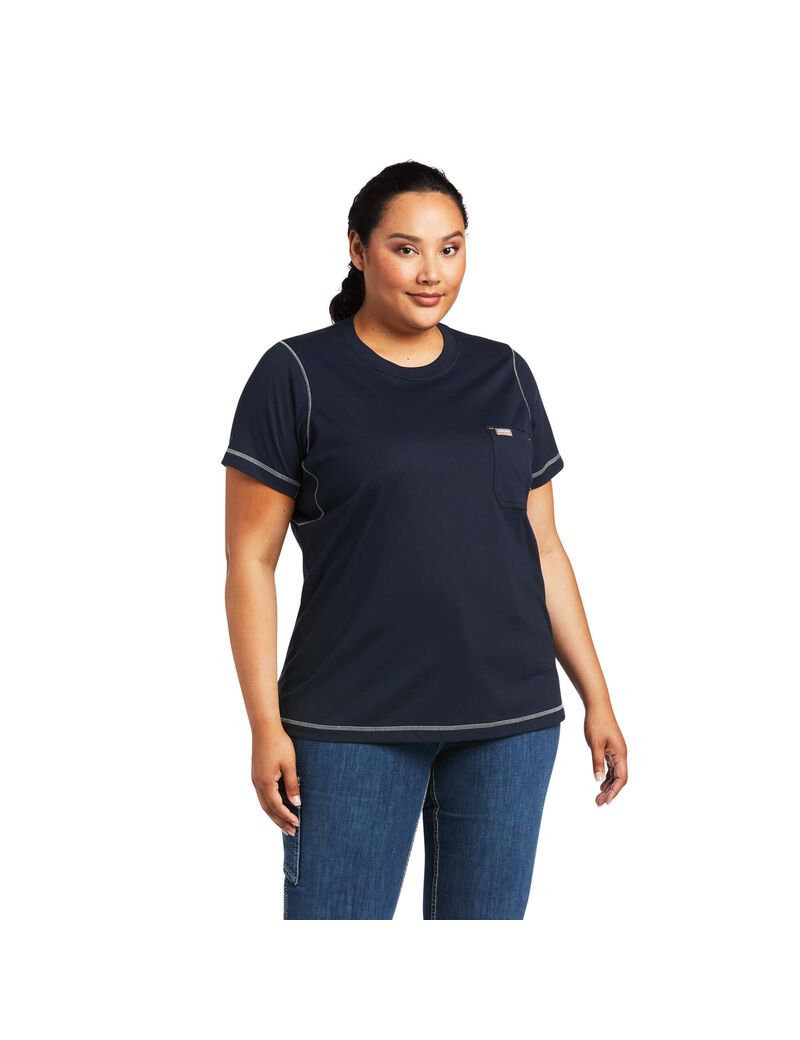 Vêtements De Travail Ariat Rebar Workman Phrase T Shirts Bleu Marine | FIF-7392663