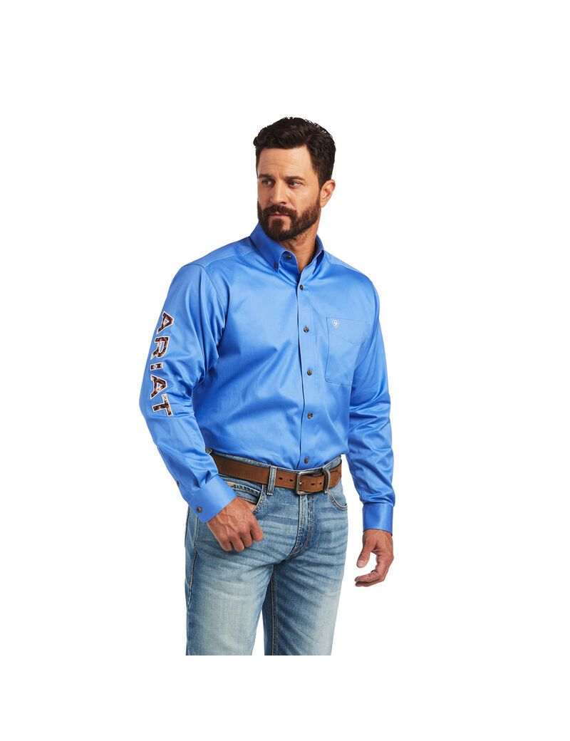 Chemises De Costume Ariat Team Logo Twill Classiche Fit Bleu | DEJ-8015361