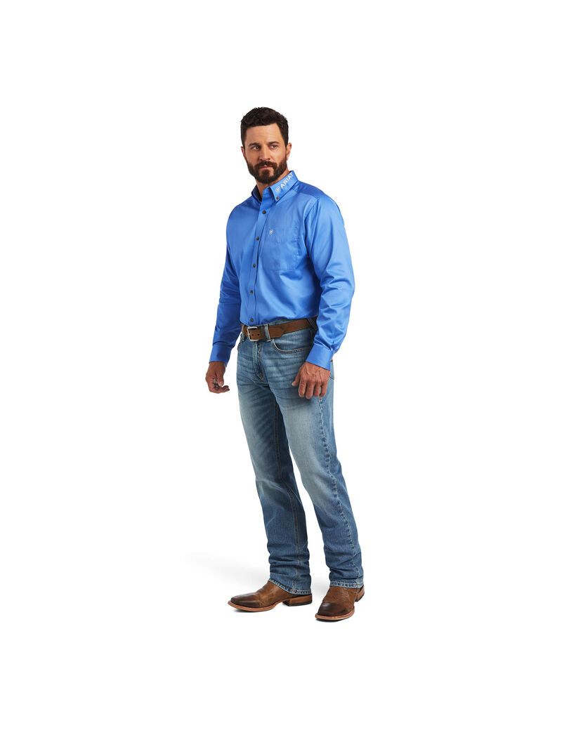 Chemises De Costume Ariat Team Logo Twill Classiche Fit Bleu | DEJ-8015361