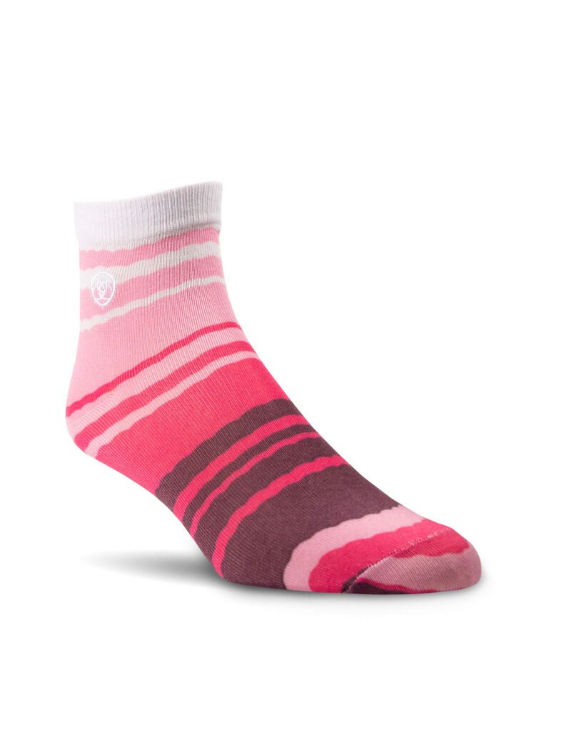 Chaussettes Ariat Pretty in Pink Ankle 2 Pair Multi Pack Rose Stripes Rose | YGX-7077062