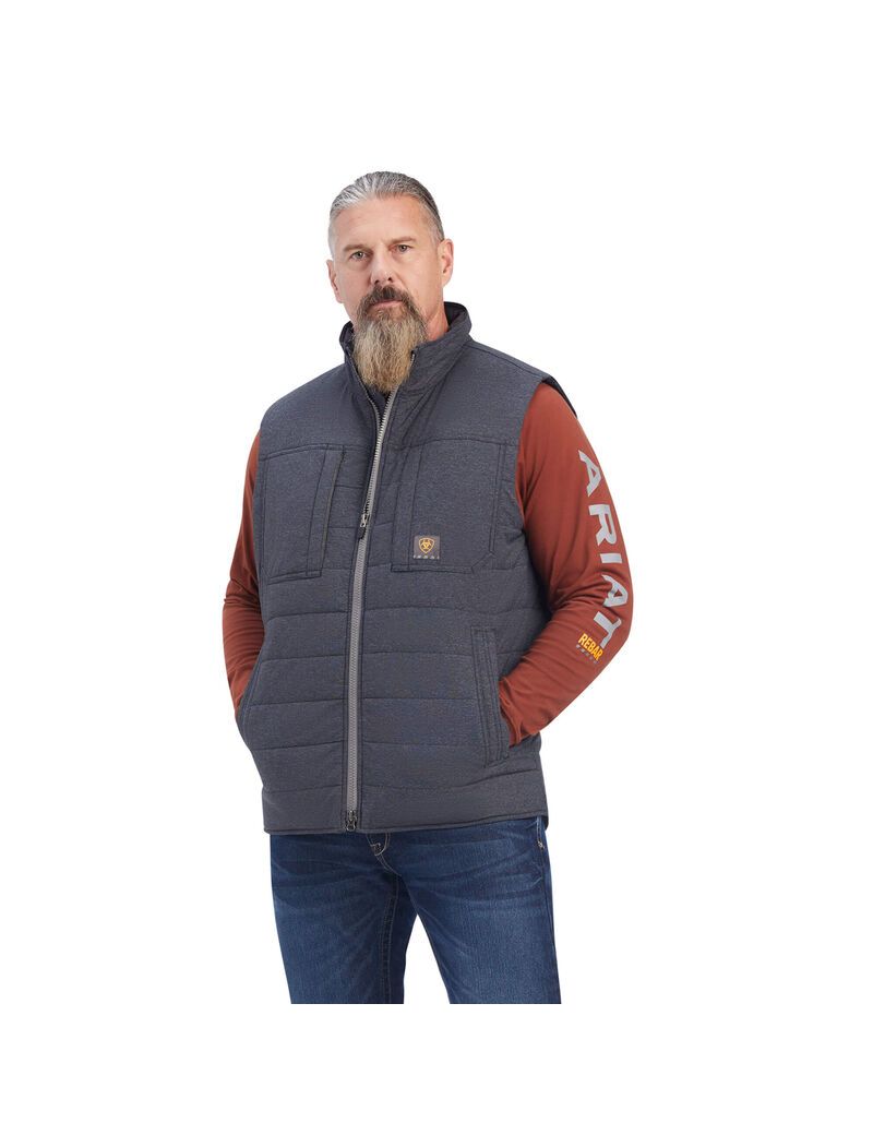 Vêtements De Travail Ariat Rebar Valiant Stretch Tela D'eau Resistant Insulated Vest Grise | FZG-4552721