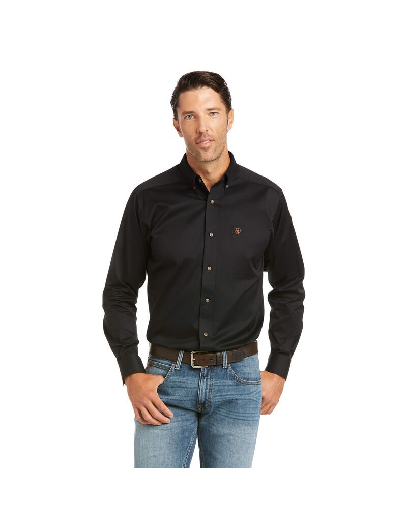 Chemises De Costume Ariat Solid Twill Fitted Noir | QSF-4325277