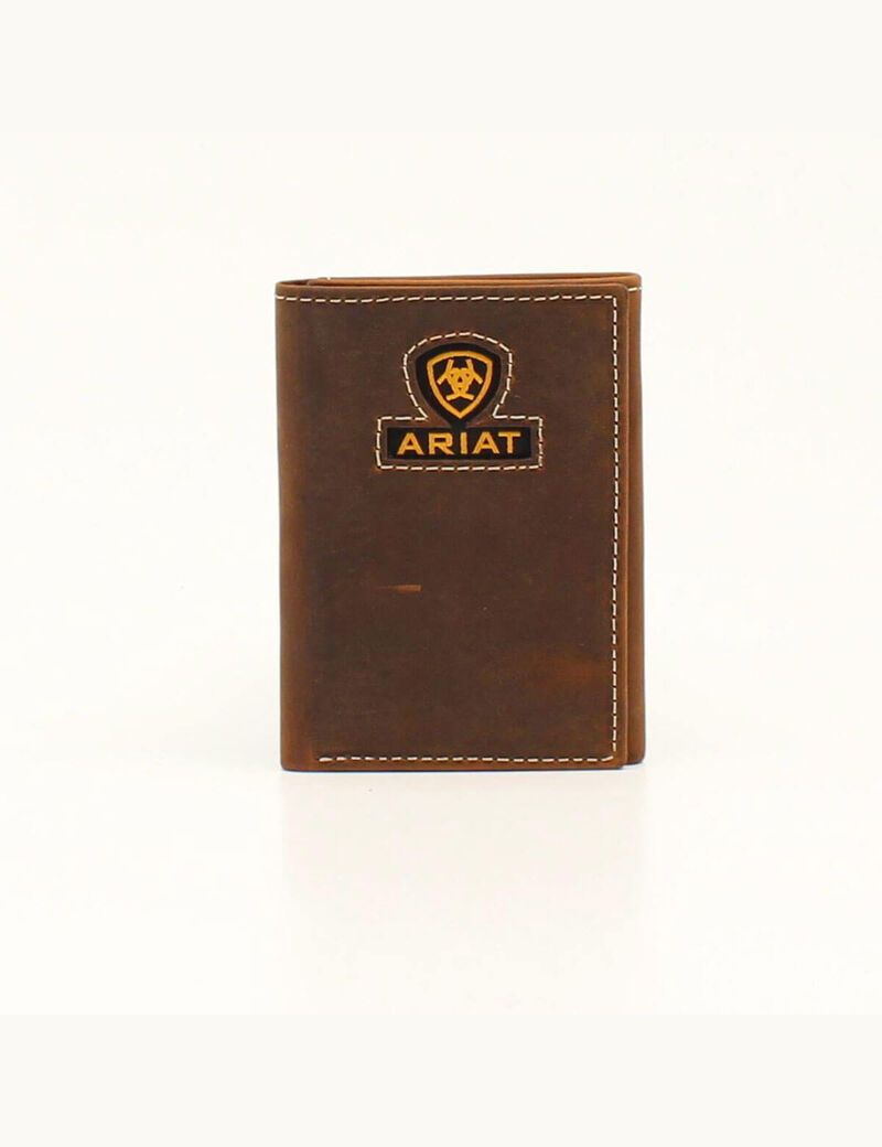 Portefeuilles Ariat Yellow logo trifold Marron | HMH-4512836