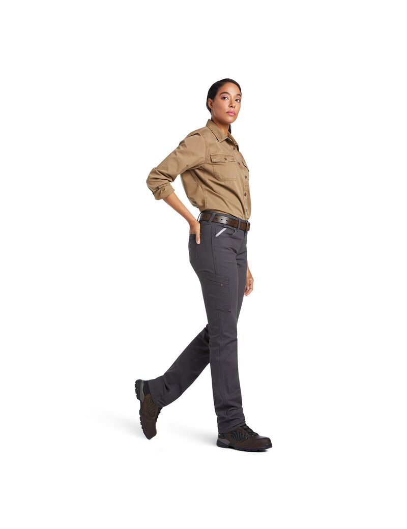 Pantalon Ariat Rebar DuraStretch Made Tough Droit Leg Grise | DNL-6412941