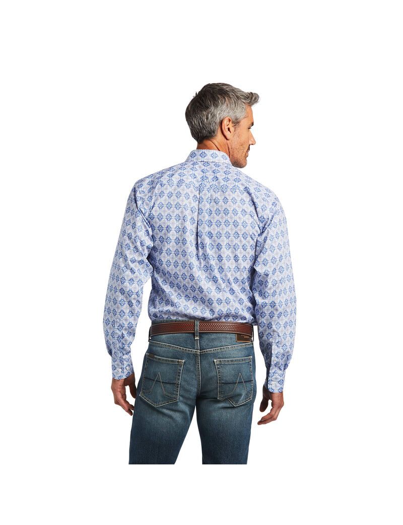 Chemises De Costume Ariat Wrinkle Free Eliot Fitted Bleu | CZR-2918670