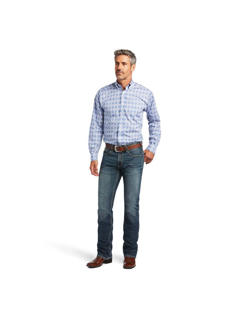 Chemises De Costume Ariat Wrinkle Free Eliot Fitted Bleu | CZR-2918670