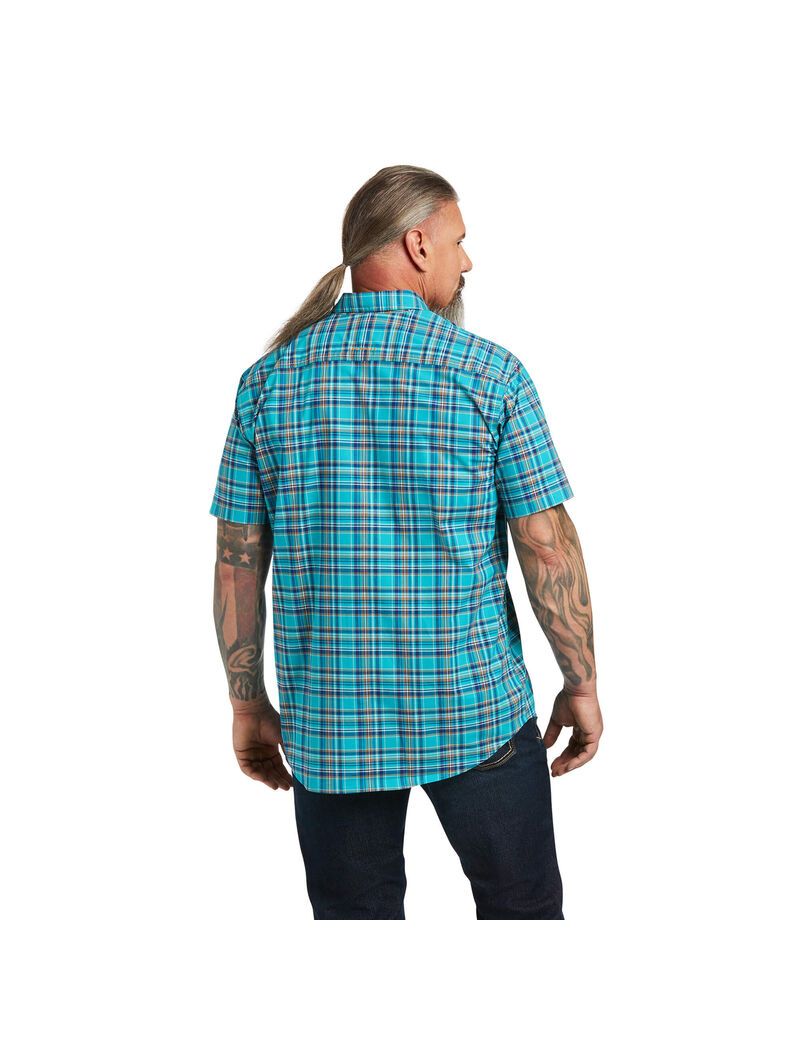 Vêtements De Travail Ariat Rebar Made Tough DuraStretch Travail Shirts Paon | MXQ-4470637