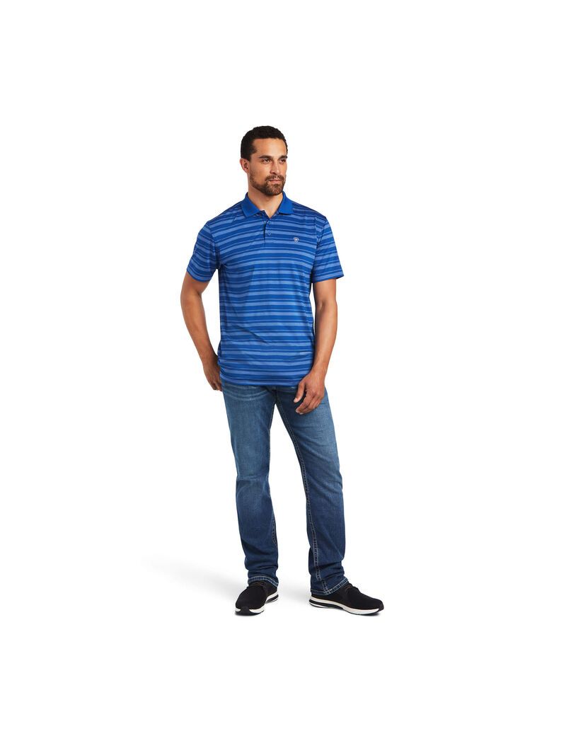 Polos Ariat Ombre Stripe Ftd Bleu | DQS-9583397