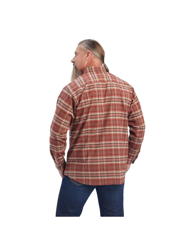 Vêtements De Travail Ariat Rebar Flannel DuraStretch Travail Shirts Rouge | FTO-5469753