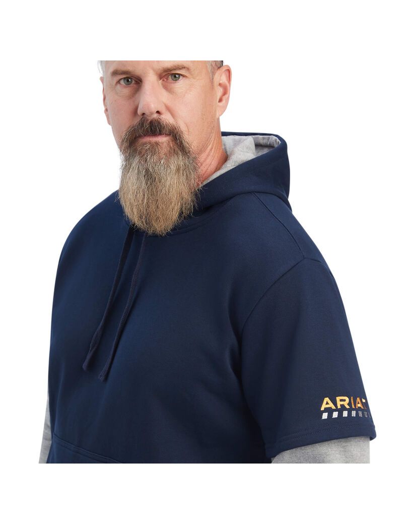 Sweat à Capuche Ariat Rebar Workman Dually Bleu Marine Grise | CJD-9494970