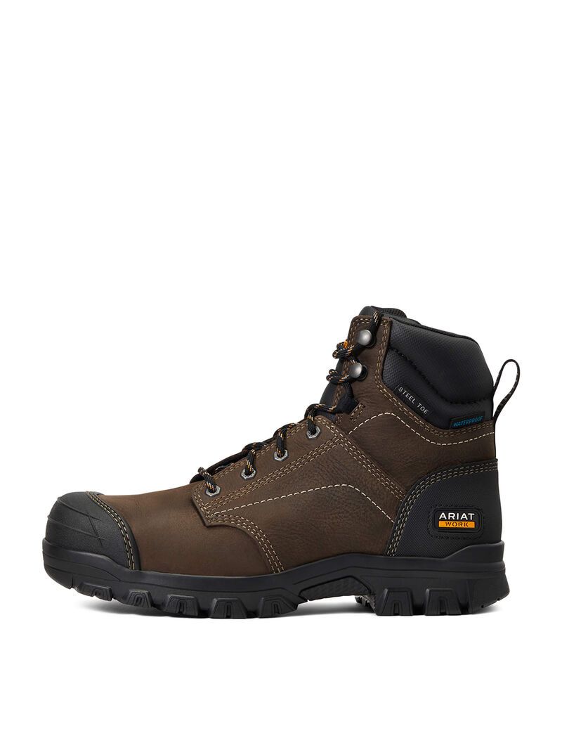 Bottes de Travail Ariat Treadfast 6' Imperméables Steel Embout Marron Foncé | MKA-6477647