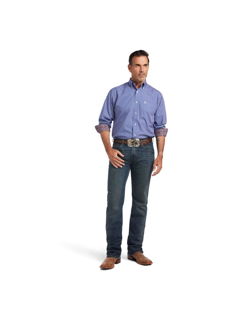 Chemises De Costume Ariat Wrinkle Free Cairo Classiche Fit Bleu | CST-8801333