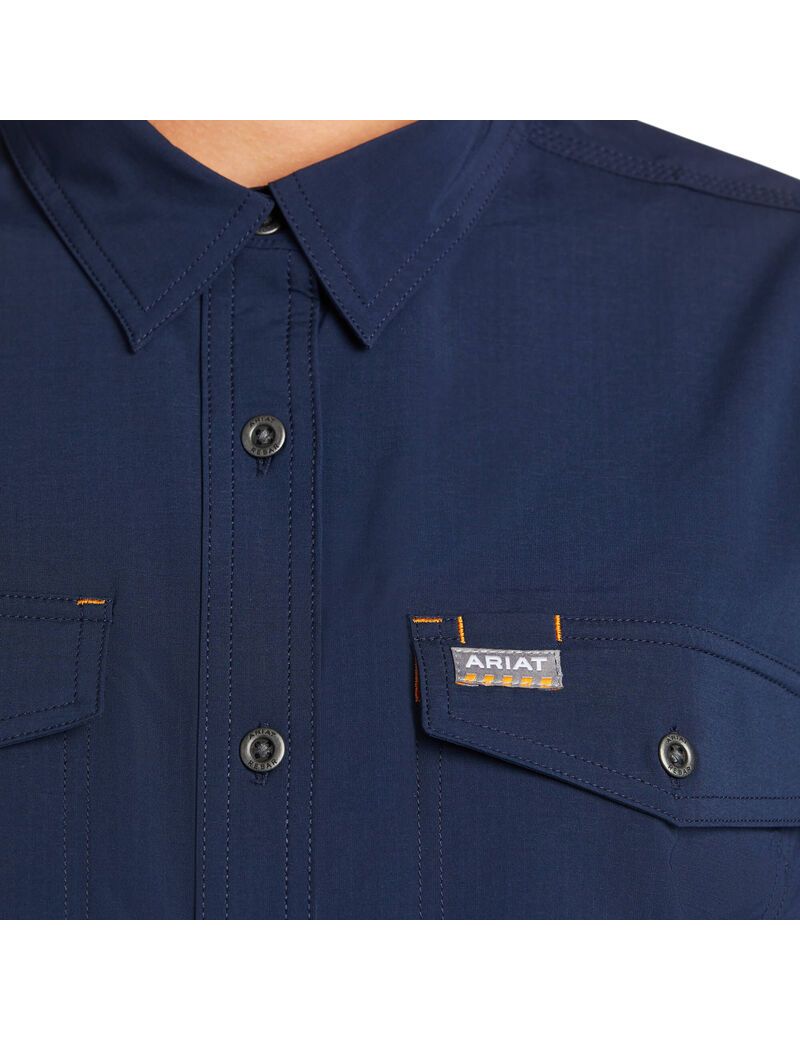 Vêtements De Travail Ariat Rebar Made Tough VentTEK DuraStretch Travail Shirts Bleu Marine | DXW-2423370