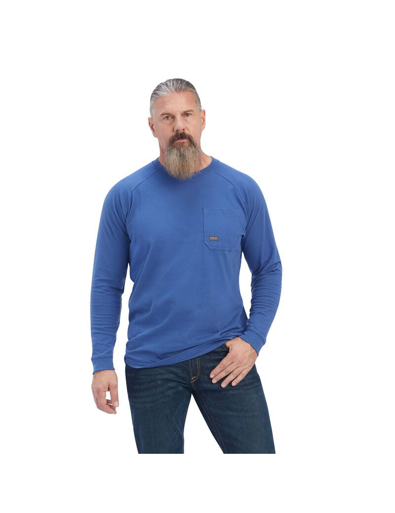 Vêtements De Travail Ariat Rebar Coton Strong Roughneck Graphique T Shirts Bleu | SGN-4800291