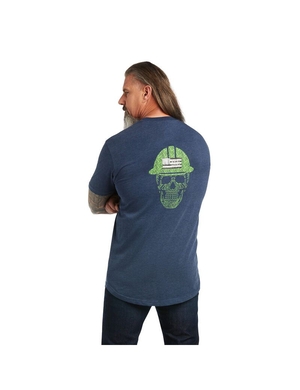 Vêtements De Travail Ariat Rebar Coton Strong Roughneck Graphique T Shirts Bleu Marine Vert Clair | OGR-9154035