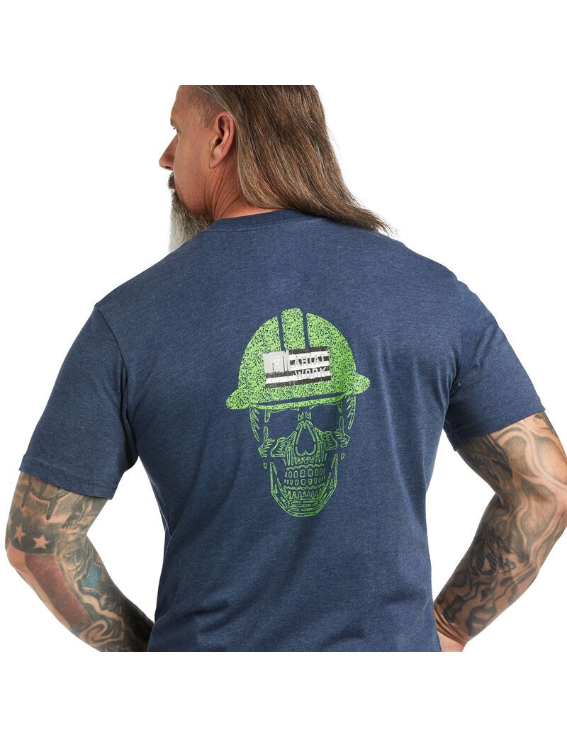 Vêtements De Travail Ariat Rebar Coton Strong Roughneck Graphique T Shirts Bleu Marine Vert Clair | OGR-9154035