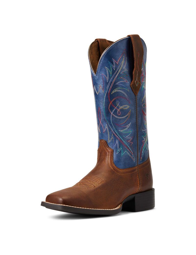 Bottes Western Ariat Round Up Larges Square Embout Stretchfit Marron | RVA-1424401