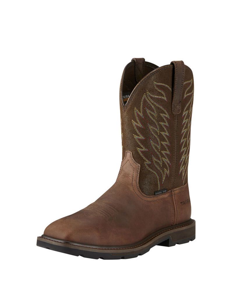 Bottes de Travail Ariat Groundbreaker Larges Square Embout Steel Embout Marron | RKM-8838310