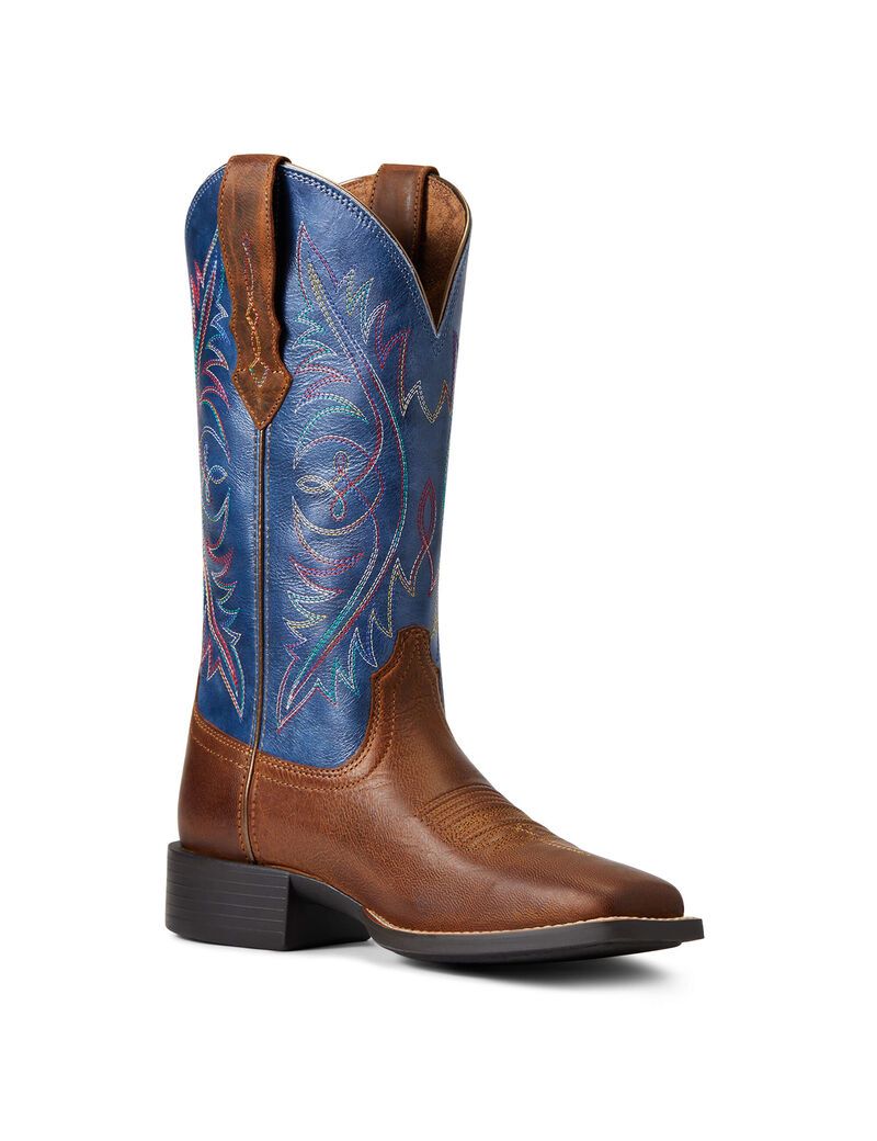 Bottes Western Ariat Round Up Larges Square Embout Stretchfit Marron | RVA-1424401