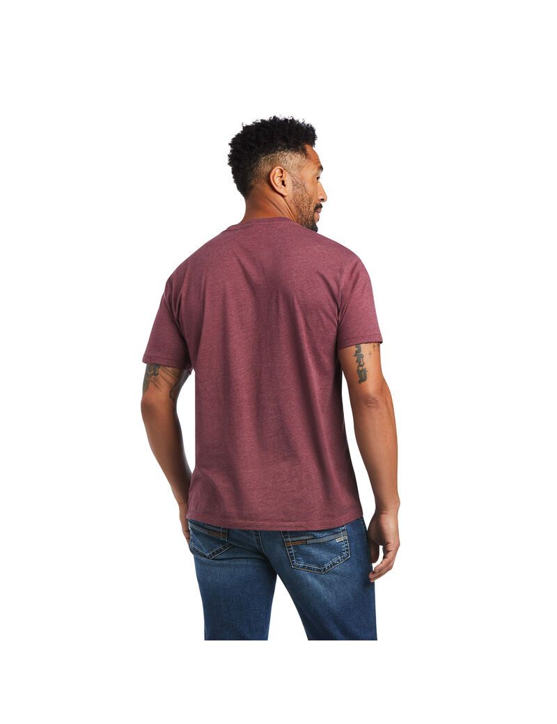 T Shirts Ariat Steer Skull USA Bordeaux | UHO-8753481