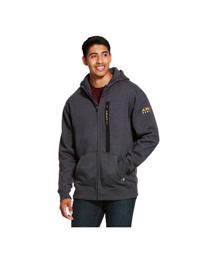 Sweat à Capuche Ariat Rebar Workman Full Zip Grise | NUL-0589877