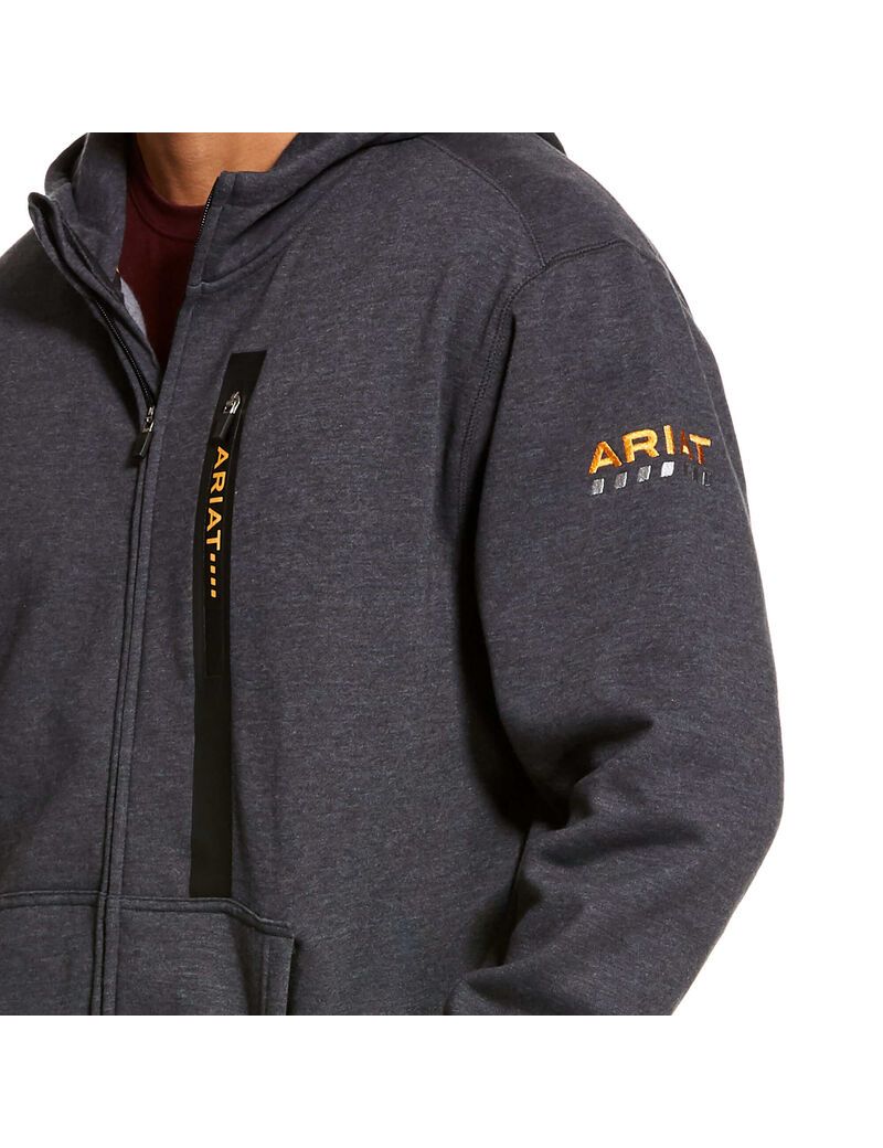 Sweat à Capuche Ariat Rebar Workman Full Zip Grise | NUL-0589877