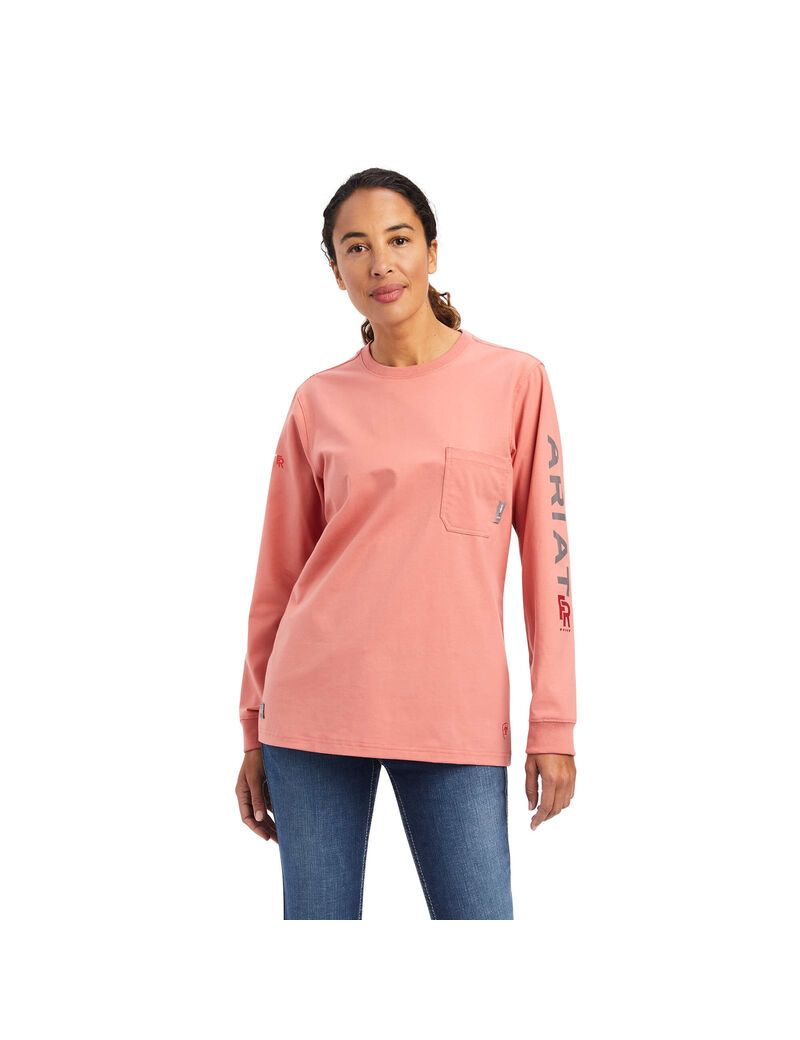 Chemises Ariat FR Stretch Logo Rose | AOC-5281684