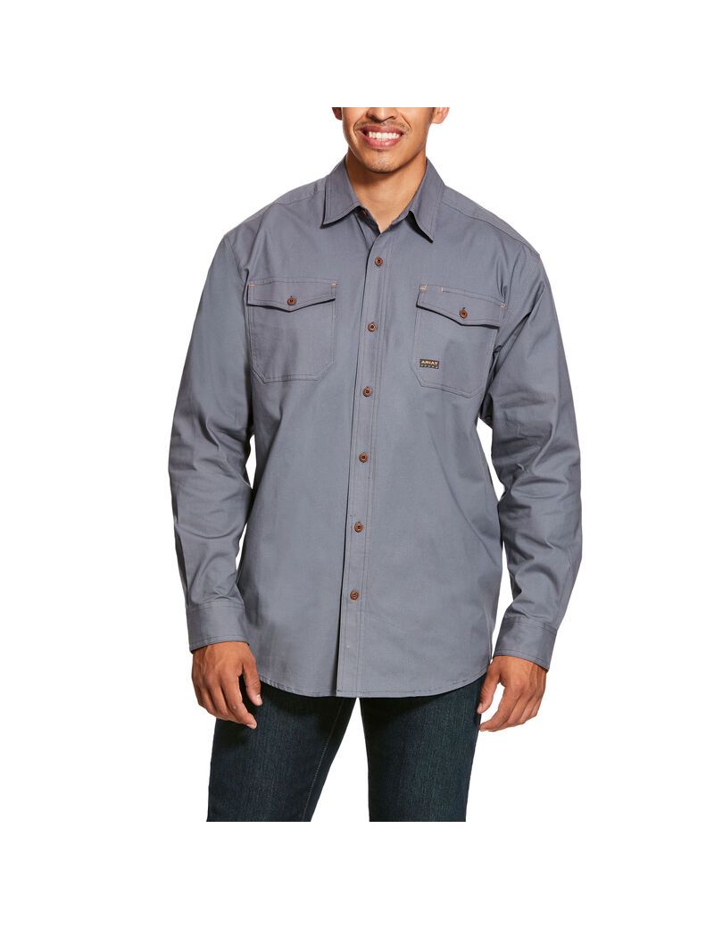 Chemises De Costume Ariat Rebar Made Tough DuraStretch Travail Grise | INU-4613031