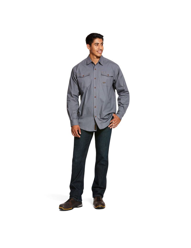 Chemises De Costume Ariat Rebar Made Tough DuraStretch Travail Grise | INU-4613031