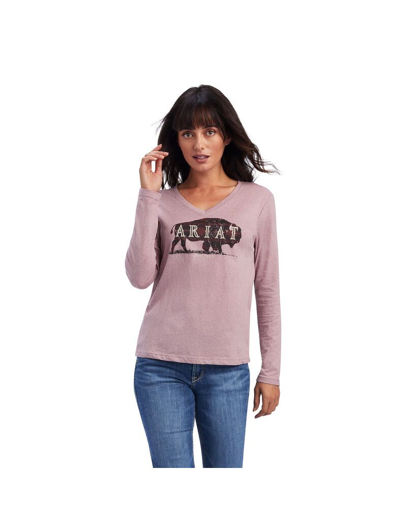 Hauts Ariat REAL Chest Logo Relaxed Tee Rose | PNA-8487777