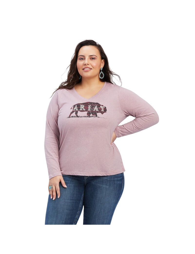 Hauts Ariat REAL Chest Logo Relaxed Tee Rose | PNA-8487777